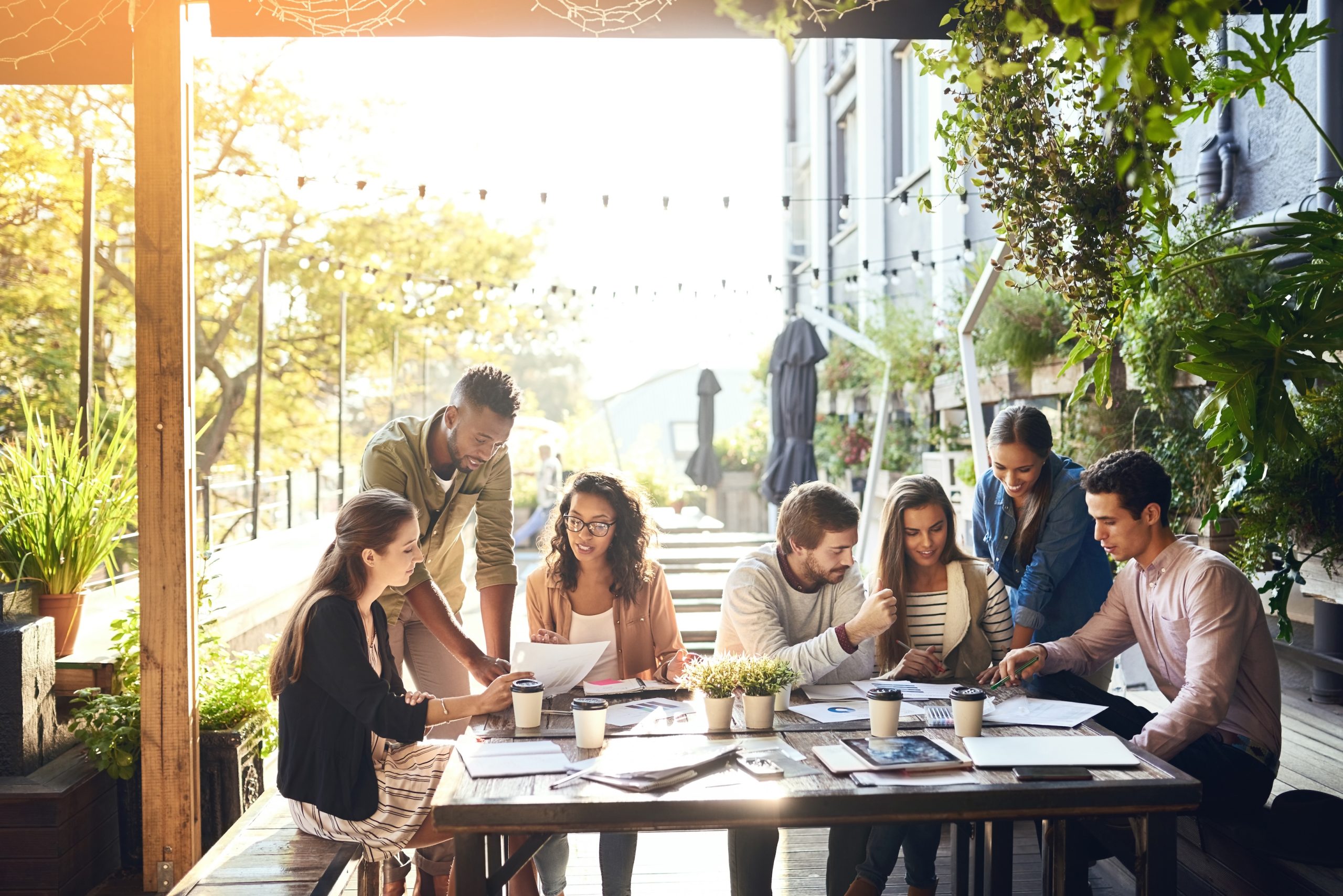 A group planning their goals around a table